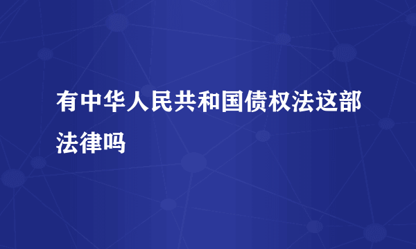 有中华人民共和国债权法这部法律吗