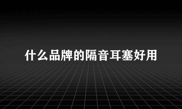 什么品牌的隔音耳塞好用