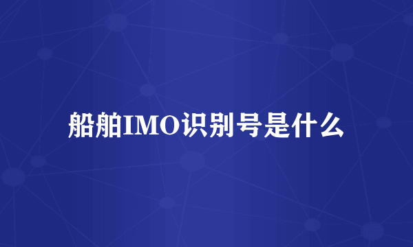 船舶IMO识别号是什么