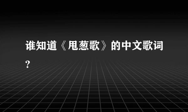 谁知道《甩葱歌》的中文歌词?