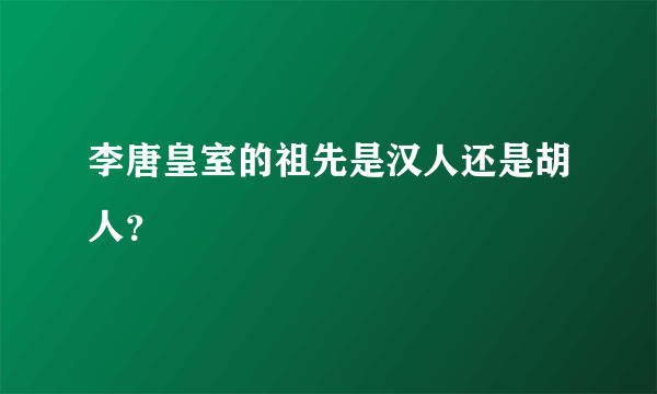 李唐皇室的祖先是汉人还是胡人？