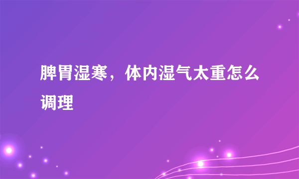 脾胃湿寒，体内湿气太重怎么调理