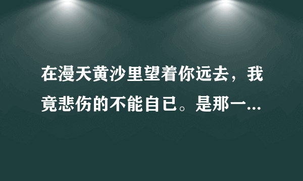 在漫天黄沙里望着你远去，我竟悲伤的不能自已。是那一首歌的歌词。