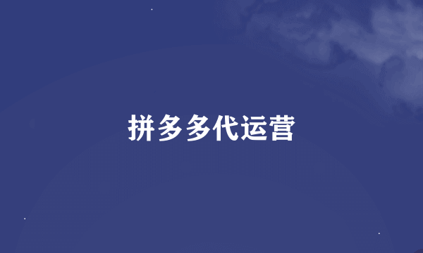 拼多多代运营