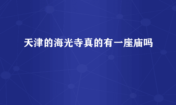 天津的海光寺真的有一座庙吗