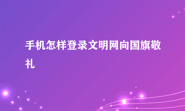 手机怎样登录文明网向国旗敬礼