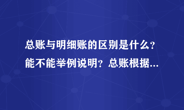 总账与明细账的区别是什么？能不能举例说明？总账根据什么登记？明细账又是根据什么登记？