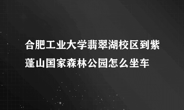 合肥工业大学翡翠湖校区到紫蓬山国家森林公园怎么坐车