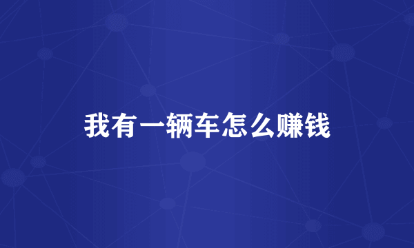 我有一辆车怎么赚钱
