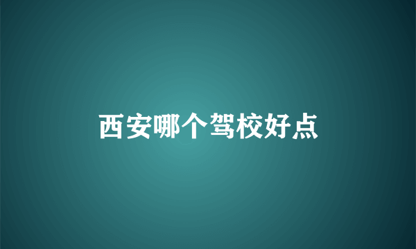 西安哪个驾校好点
