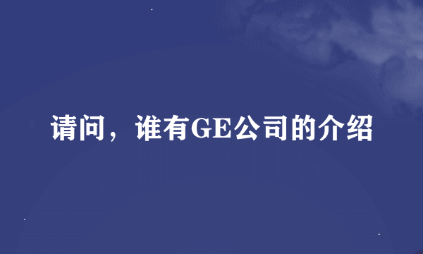 请问，谁有GE公司的介绍