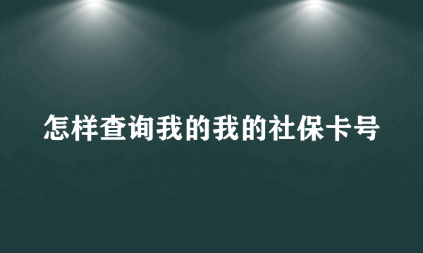 怎样查询我的我的社保卡号