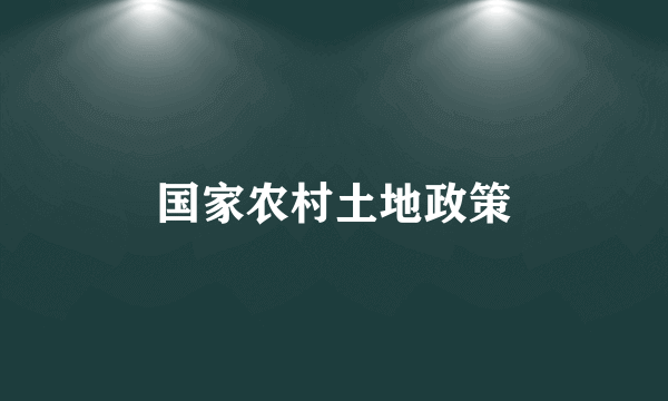 国家农村土地政策
