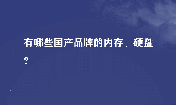 有哪些国产品牌的内存、硬盘？