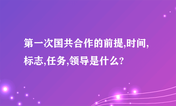 第一次国共合作的前提,时间,标志,任务,领导是什么?