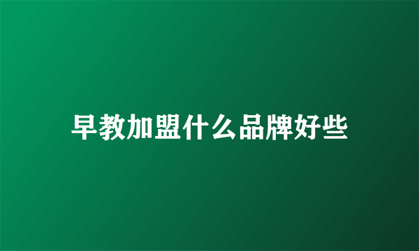早教加盟什么品牌好些