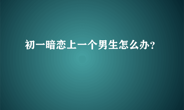 初一暗恋上一个男生怎么办？