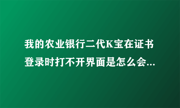 我的农业银行二代K宝在证书登录时打不开界面是怎么会事，要是不插K宝，证书登录能打开，插了就打不开了