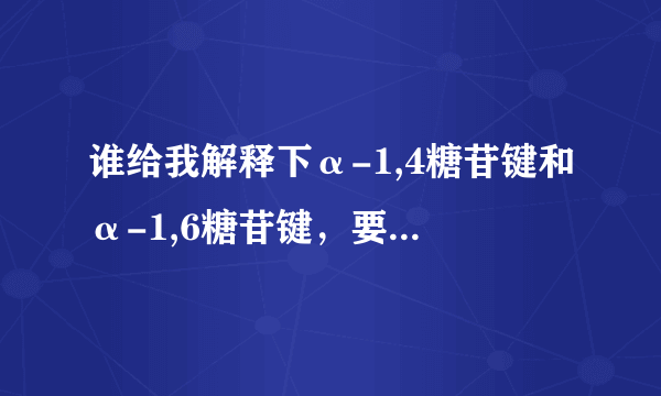 谁给我解释下α-1,4糖苷键和α-1,6糖苷键，要具体，要广泛，最好有图解