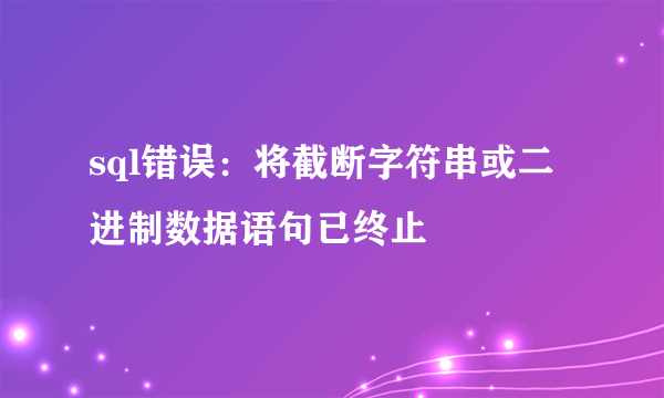 sql错误：将截断字符串或二进制数据语句已终止