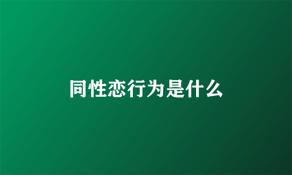 同性恋行为是什么
