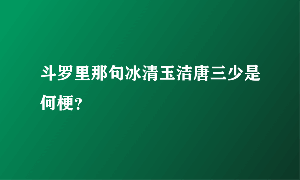 斗罗里那句冰清玉洁唐三少是何梗？