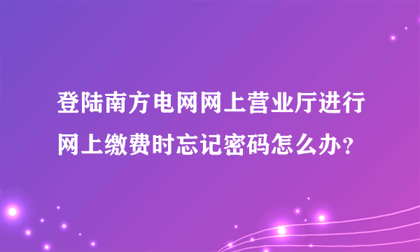 登陆南方电网网上营业厅进行网上缴费时忘记密码怎么办？