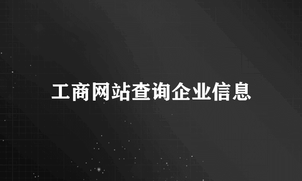 工商网站查询企业信息