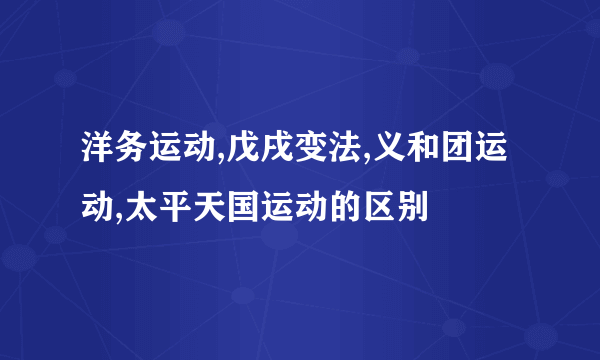 洋务运动,戊戌变法,义和团运动,太平天国运动的区别