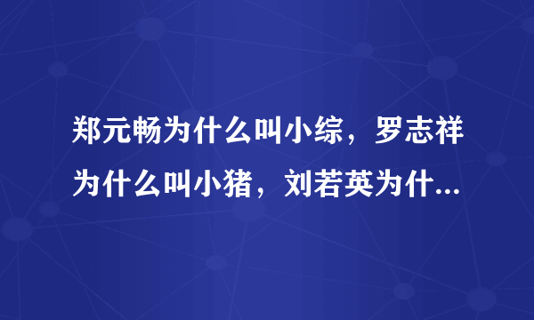 郑元畅为什么叫小综，罗志祥为什么叫小猪，刘若英为什么叫奶茶，付辛博为什么叫包子