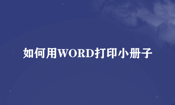 如何用WORD打印小册子