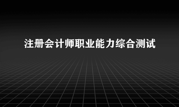 注册会计师职业能力综合测试