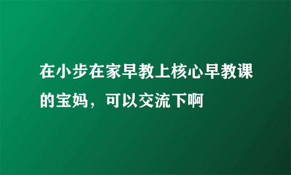 在小步在家早教上核心早教课的宝妈，可以交流下啊