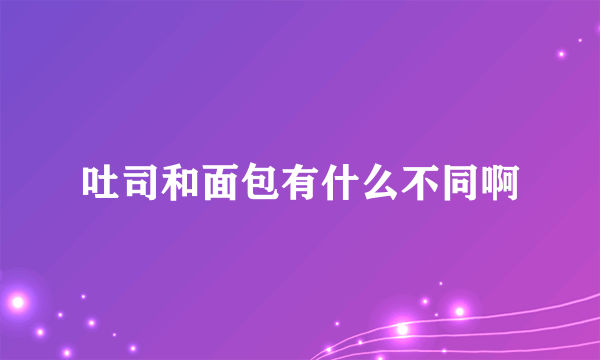 吐司和面包有什么不同啊