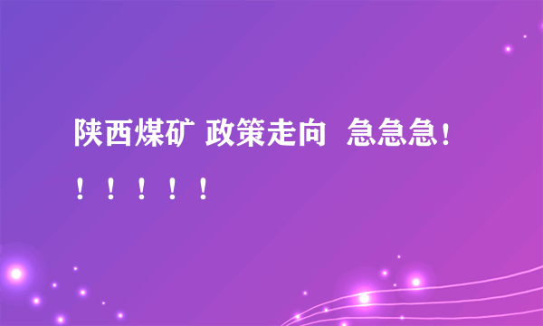 陕西煤矿 政策走向  急急急！！！！！！