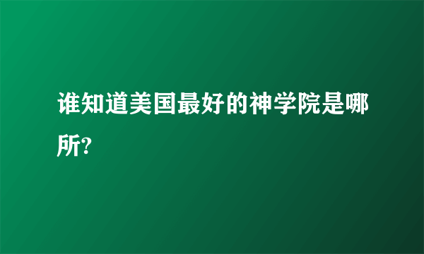 谁知道美国最好的神学院是哪所?