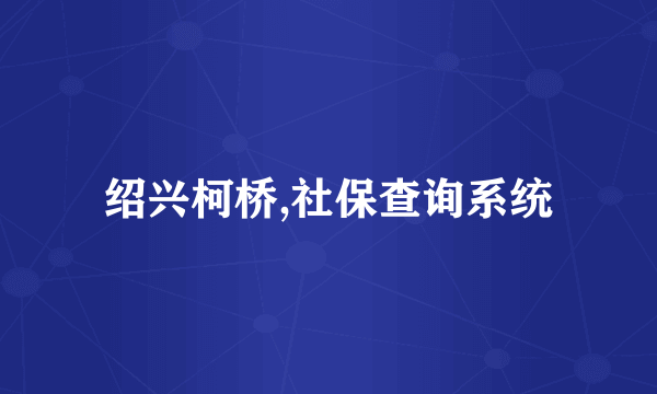 绍兴柯桥,社保查询系统