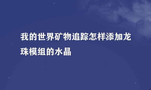 我的世界矿物追踪怎样添加龙珠模组的水晶