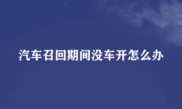 汽车召回期间没车开怎么办