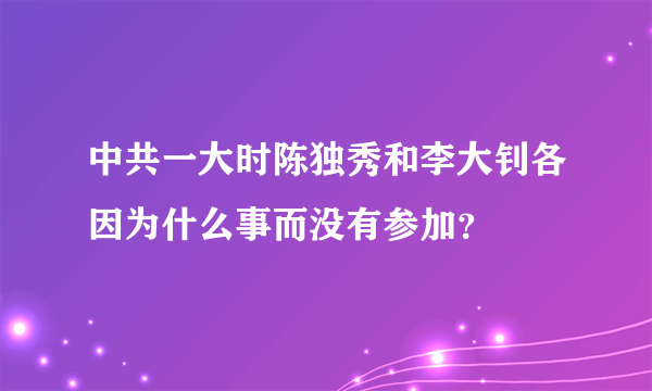 中共一大时陈独秀和李大钊各因为什么事而没有参加？