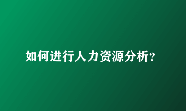 如何进行人力资源分析？