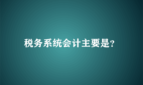 税务系统会计主要是？