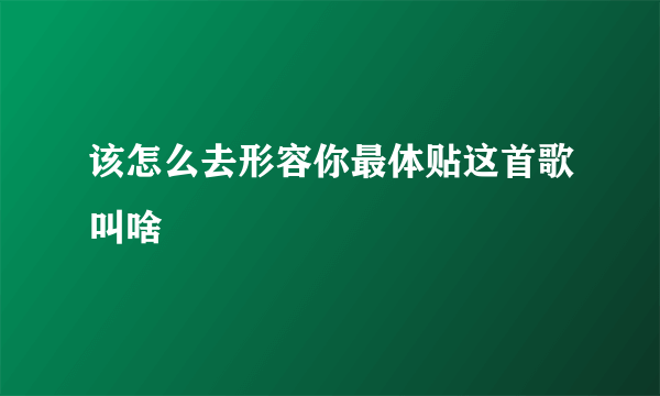 该怎么去形容你最体贴这首歌叫啥