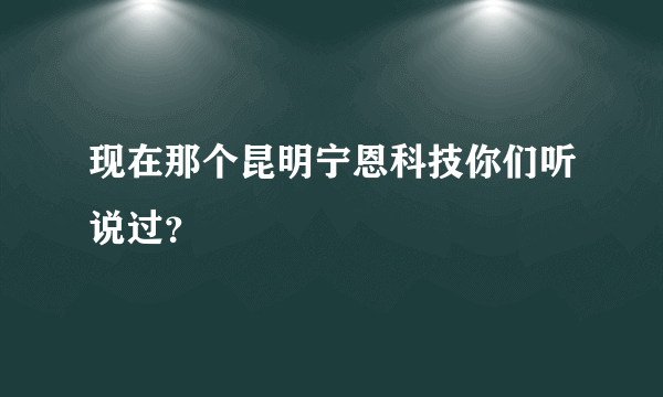 现在那个昆明宁恩科技你们听说过？