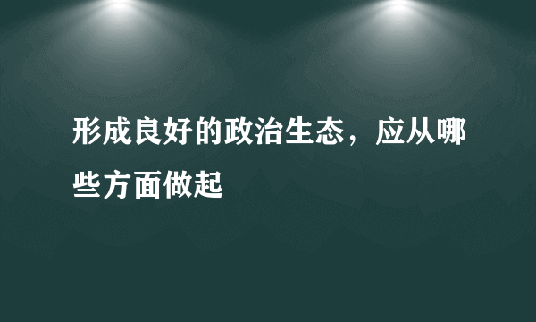 形成良好的政治生态，应从哪些方面做起