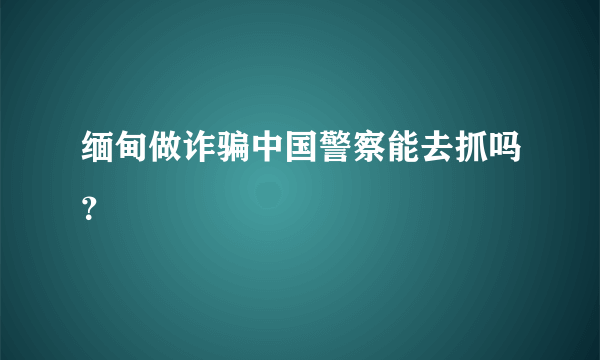 缅甸做诈骗中国警察能去抓吗？