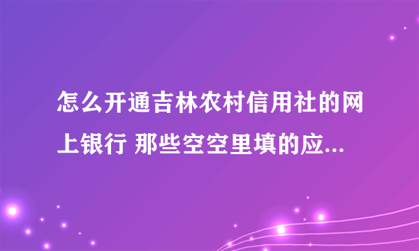 怎么开通吉林农村信用社的网上银行 那些空空里填的应该是什么 在哪申请 怎么申请 谢谢啦 我很急的