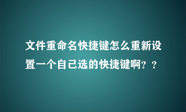文件重命名快捷键怎么重新设置一个自己选的快捷键啊？？