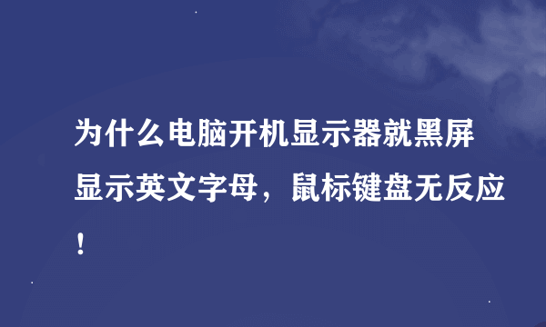 为什么电脑开机显示器就黑屏显示英文字母，鼠标键盘无反应！
