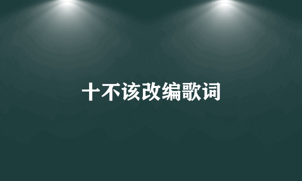 十不该改编歌词